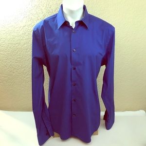 Express 1MX Mens Blue Button Down Shirt XL 17-17.5
